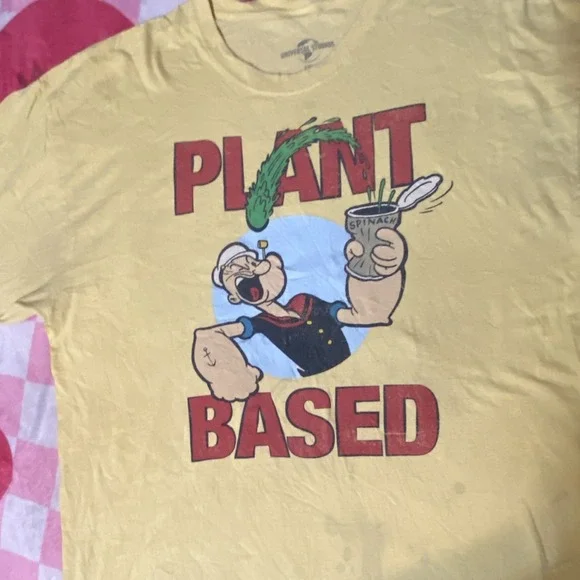 Classic Universal Studios Popeye Yellow Graphic Men's Cotton 2XL T-Shirt